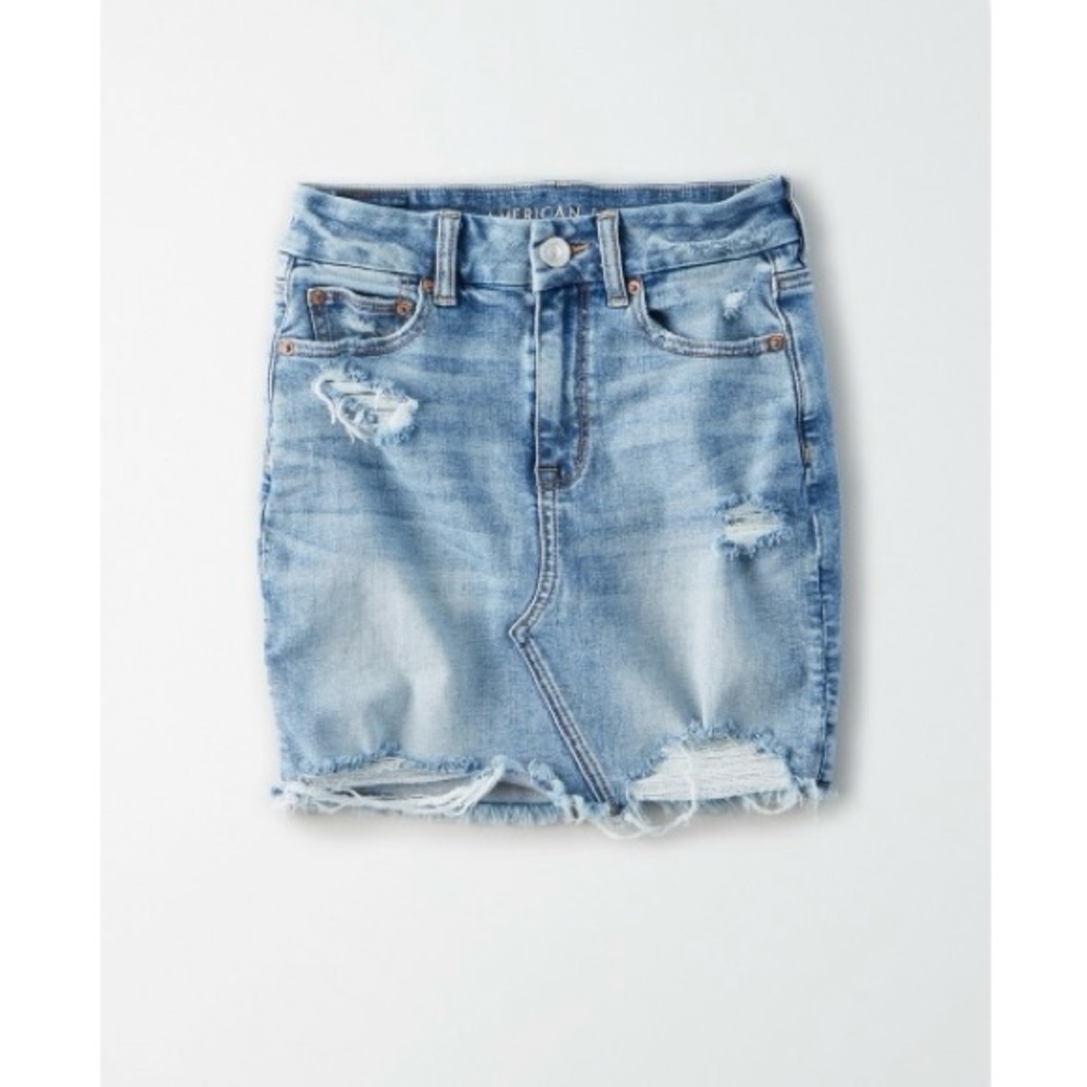 Denim Distressed Skirt